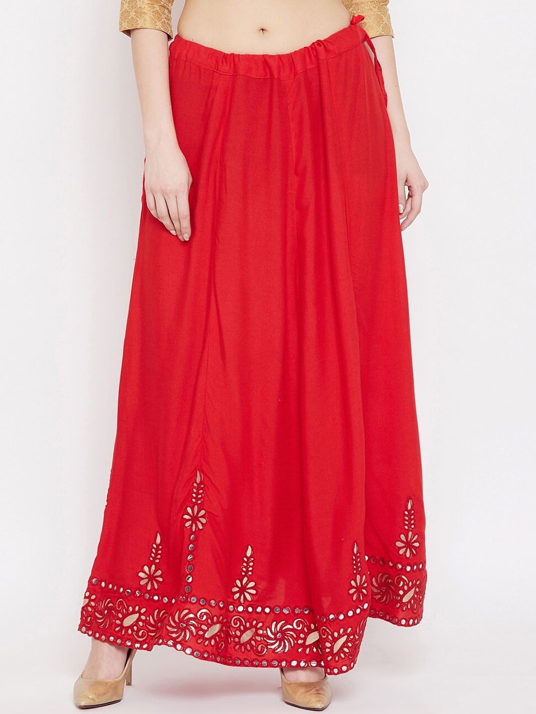 

Clora Creation Embellished Maxi Flared Skirt, Red