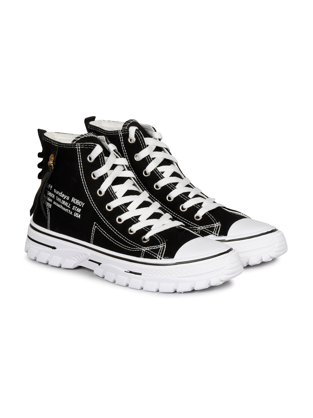 

CIPRAMO SPORTS Men Colourblocked Lace-Ups High-Top Sneakers, Black