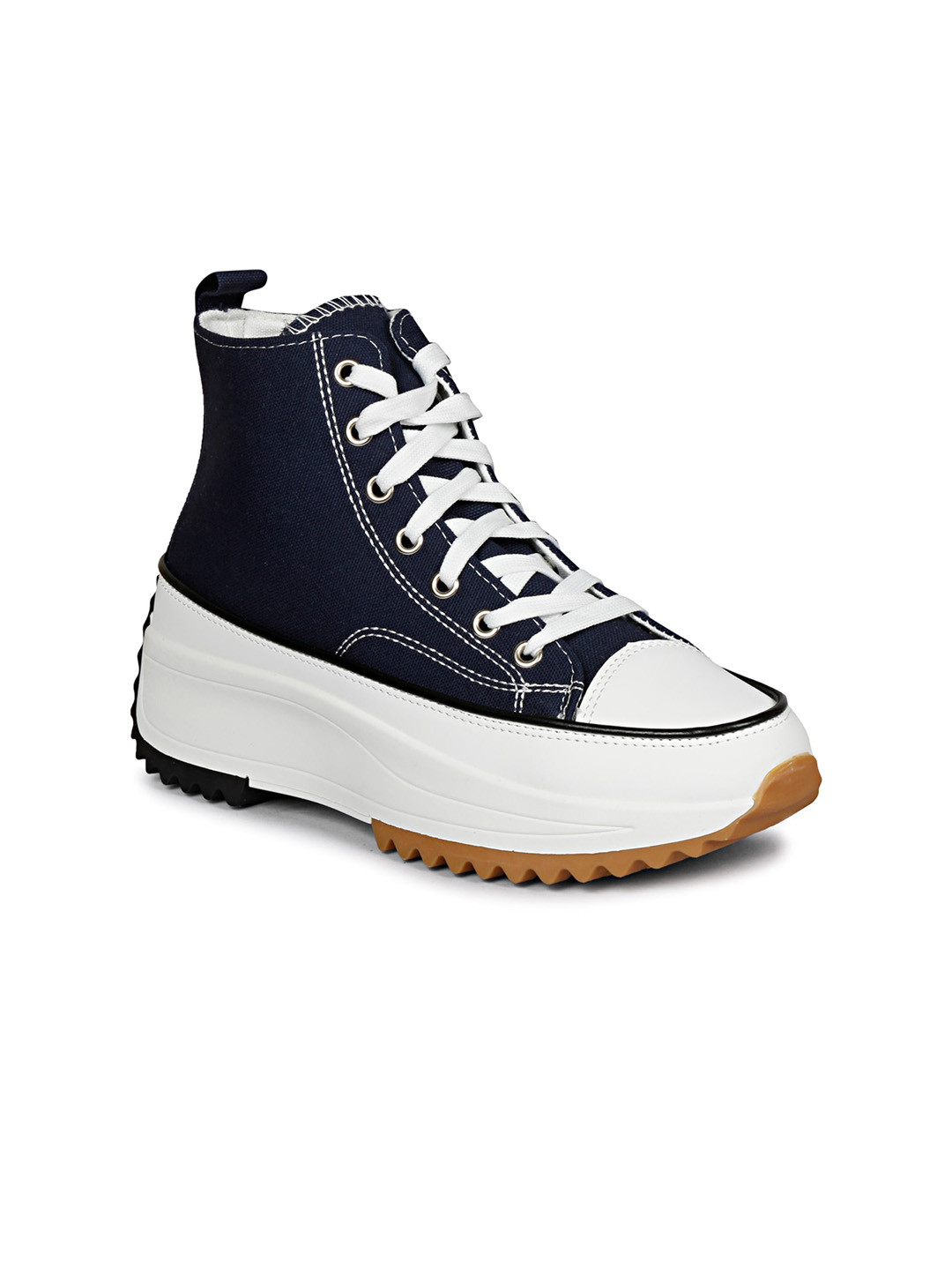 

CIPRAMO SPORTS Men Colourblocked High-Top Canvas Sneakers, Navy blue