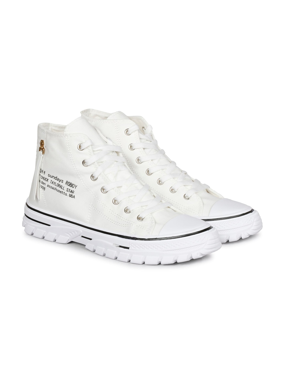 

CIPRAMO SPORTS Men Lace-Ups High-Top Sneakers, White