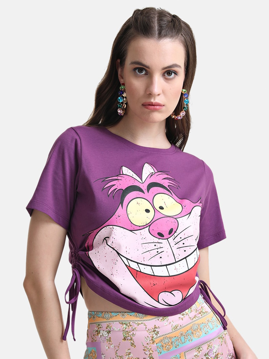 

Kazo Women Printed Oversize Disney T-shirt, Purple
