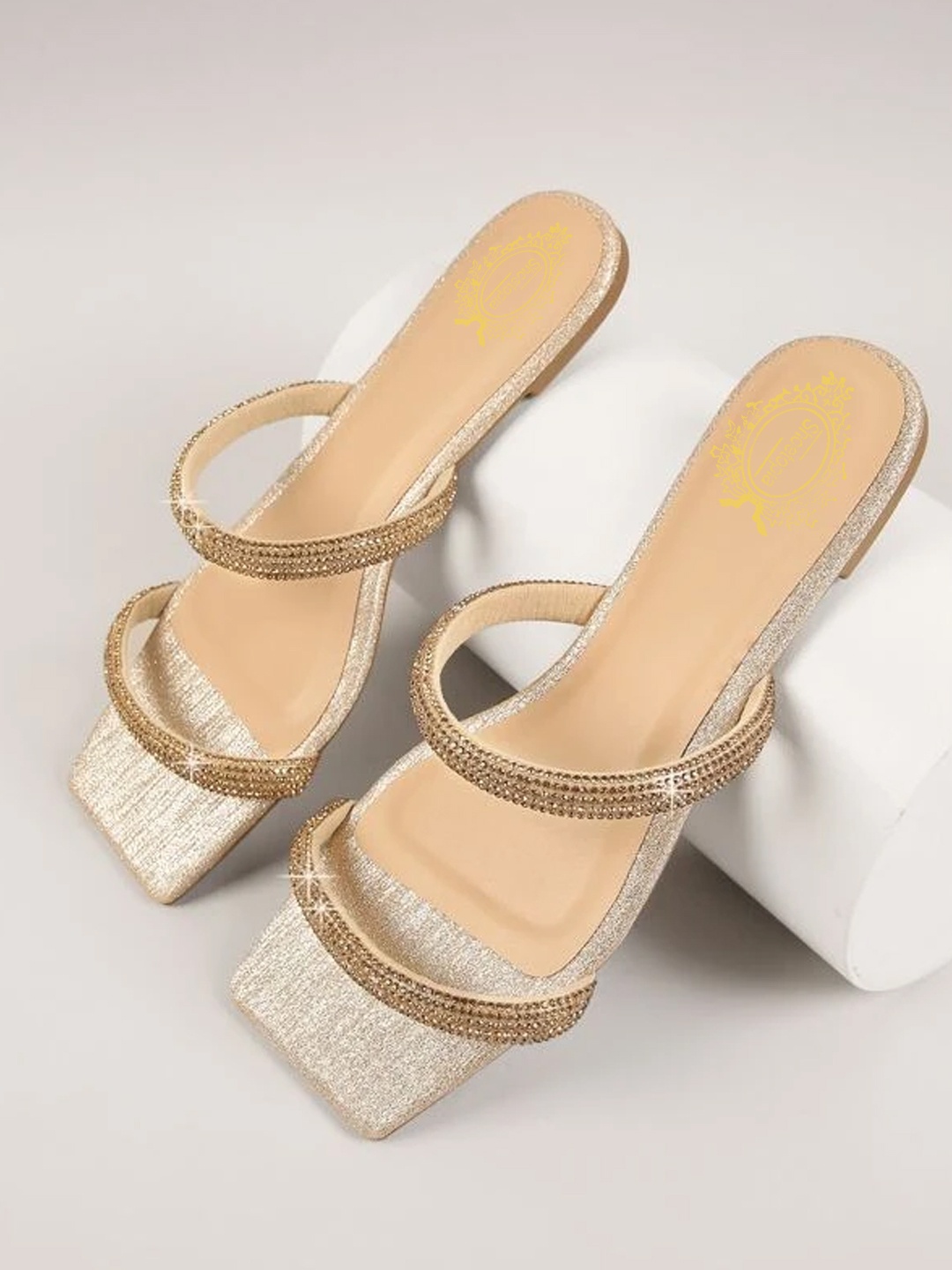 

Shoetopia Women Embellished Party Open Toe Flats, Gold