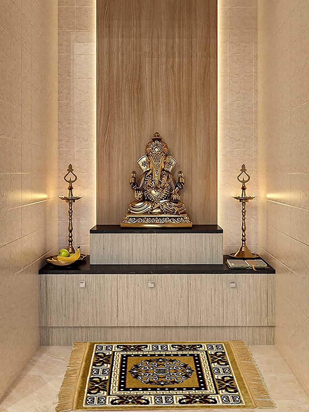 

Homitecture Brown & White Geometric Woven Pooja Aasan Floor Mat