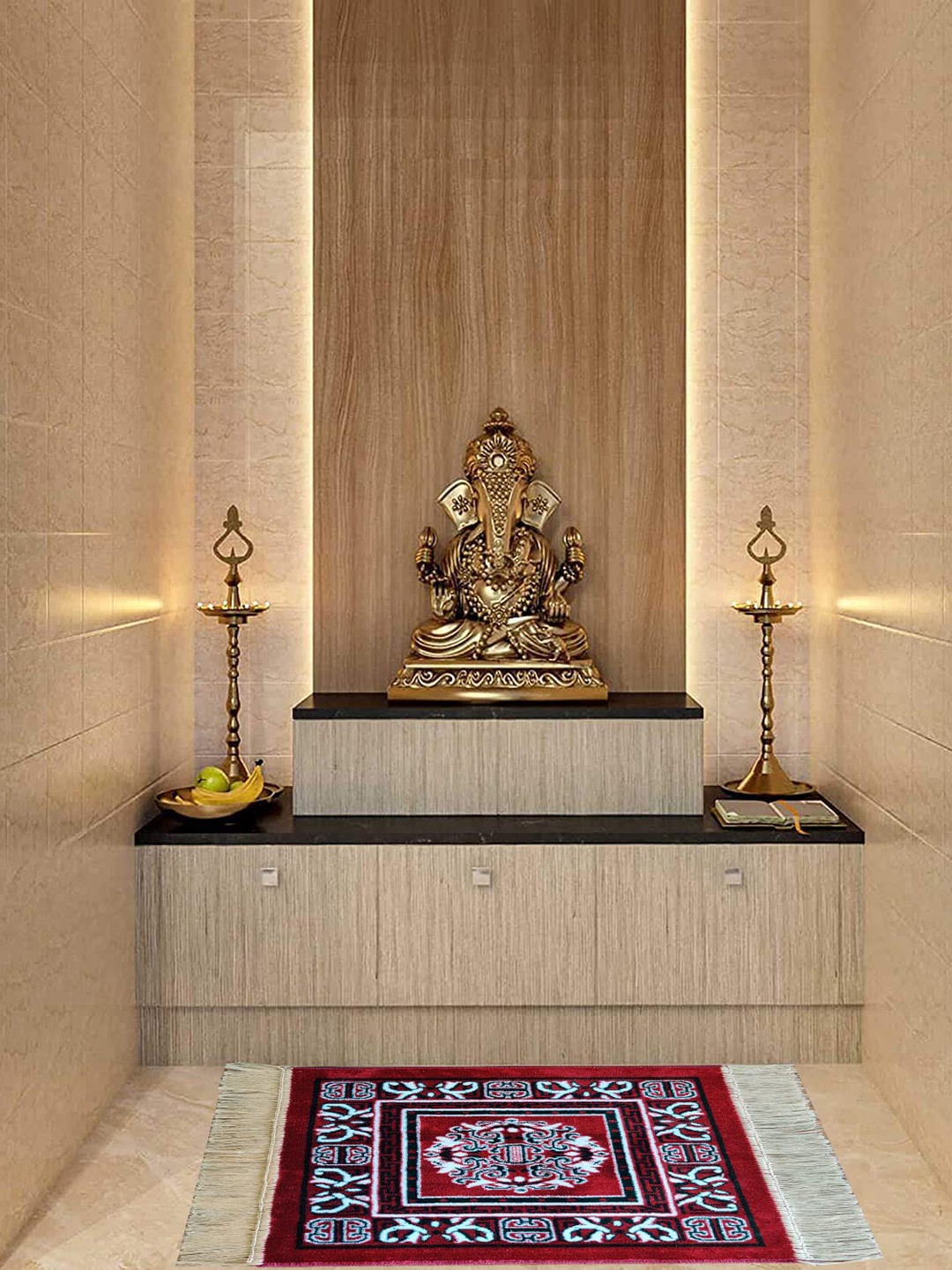 

Homitecture Maroon & White Ethnic Motifs Woven Durable Pooja Aasan Floor Mat