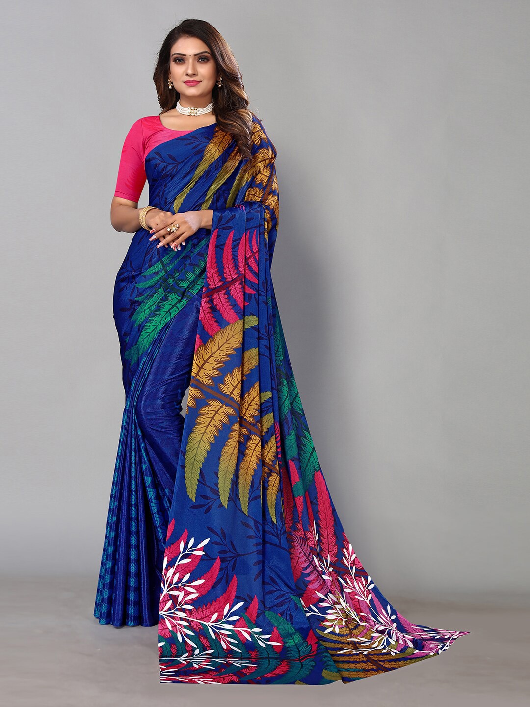 

Pisara Floral Printed Saree, Blue