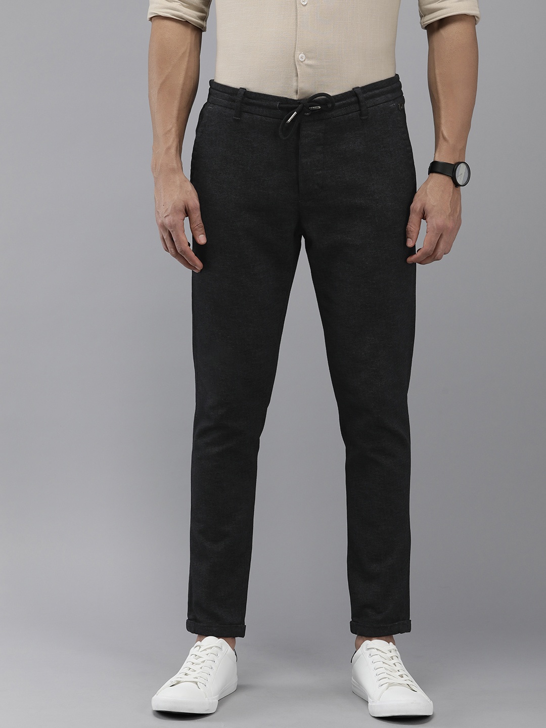 

THE BEAR HOUSE Men Smart Tapered Fit Chinos, Black
