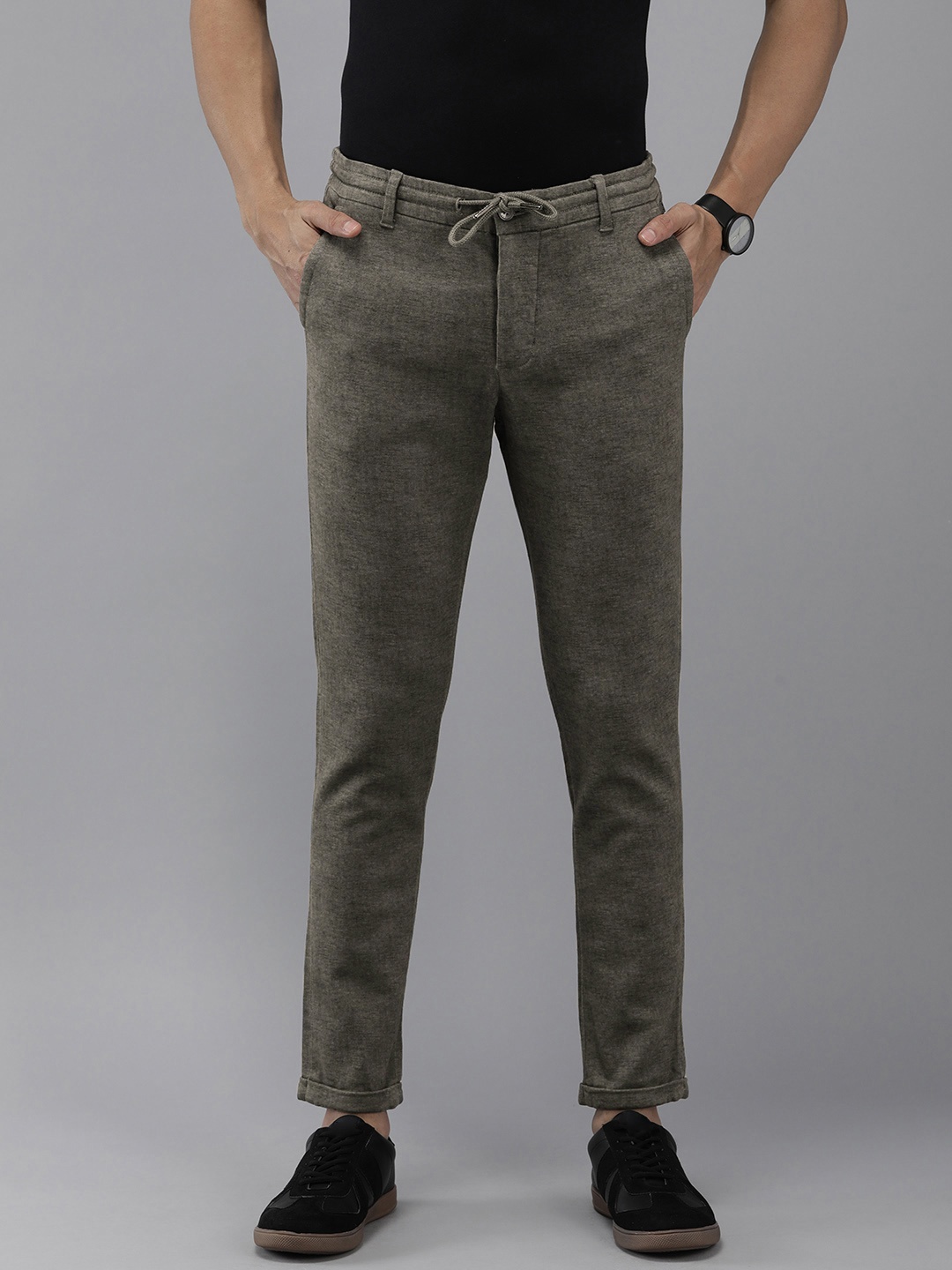 

THE BEAR HOUSE Men Smart Tapered Fit Chinos Trousers, Grey