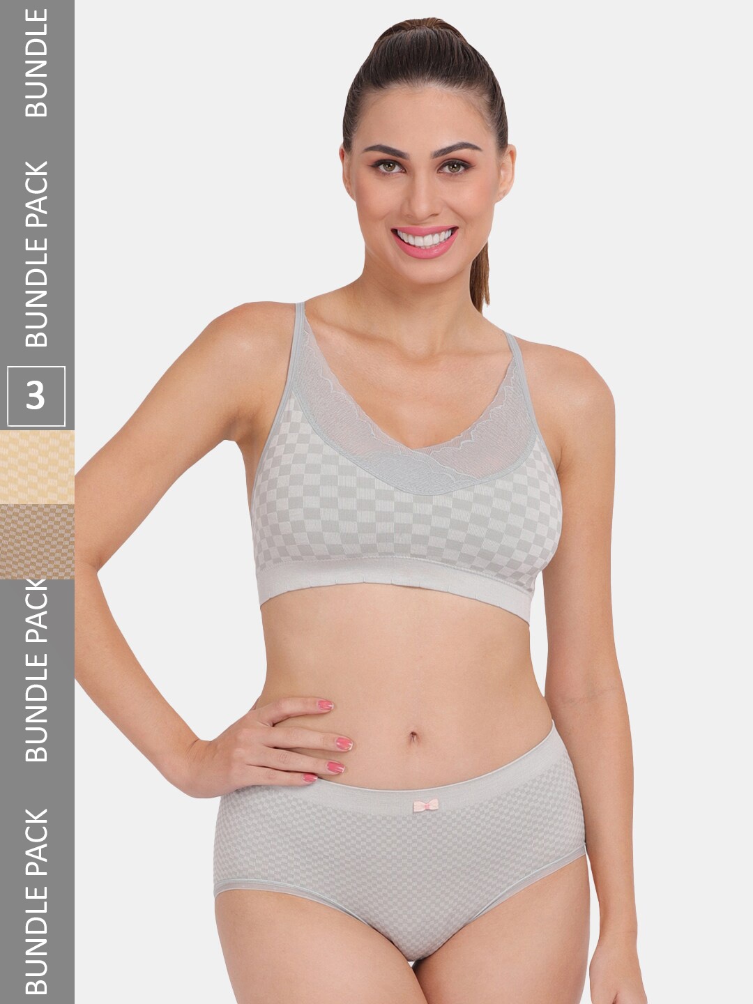 

Amour Secret Pack Of 3 Printed Lightly Padded Sports Lingerie Set S3644_Grn_Olv_Ylw, Olive
