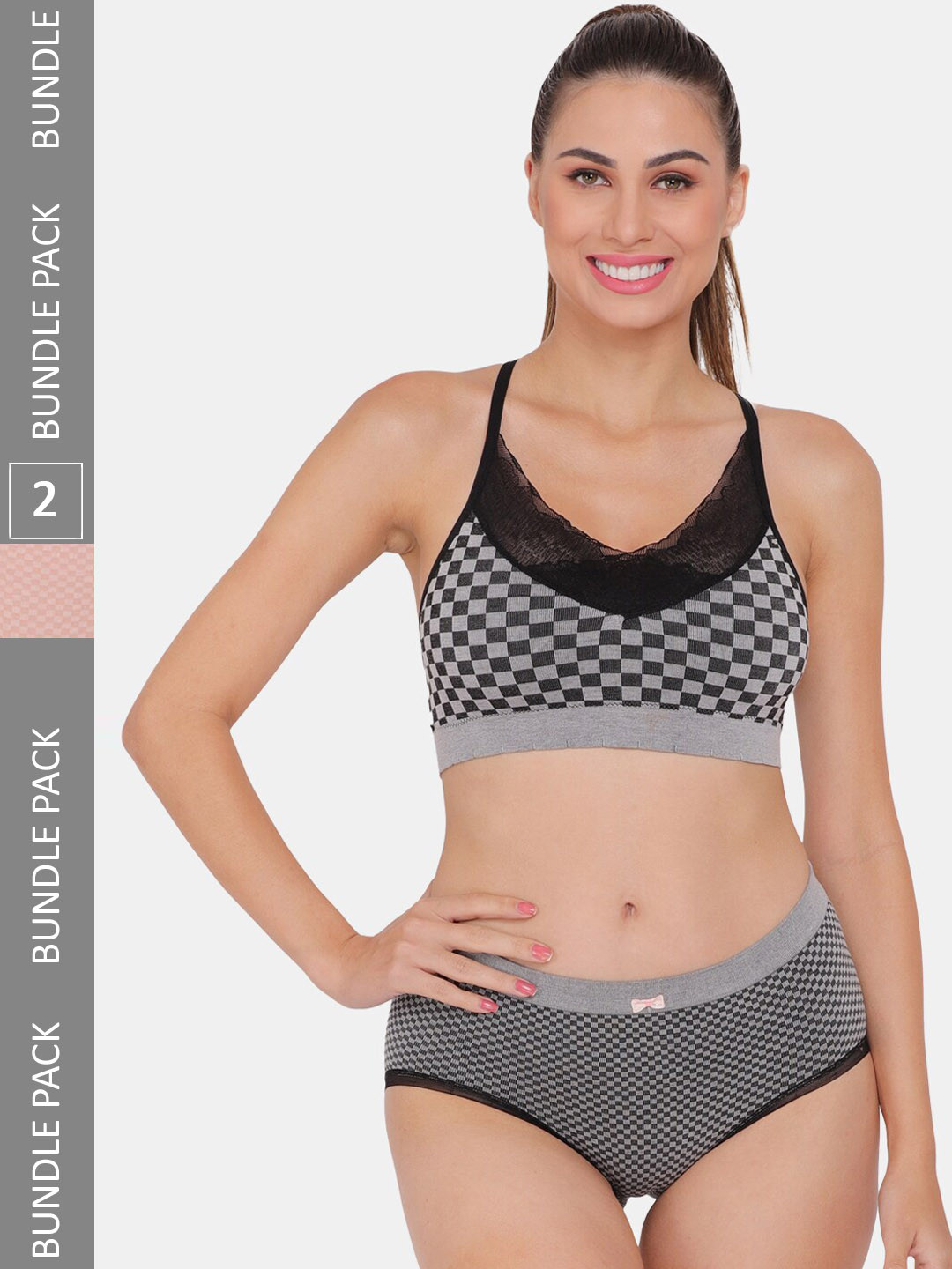 

Amour Secret Pack Of 2 Lightly Padded Sports Lingerie Set S3644_Blk_Pch, Black