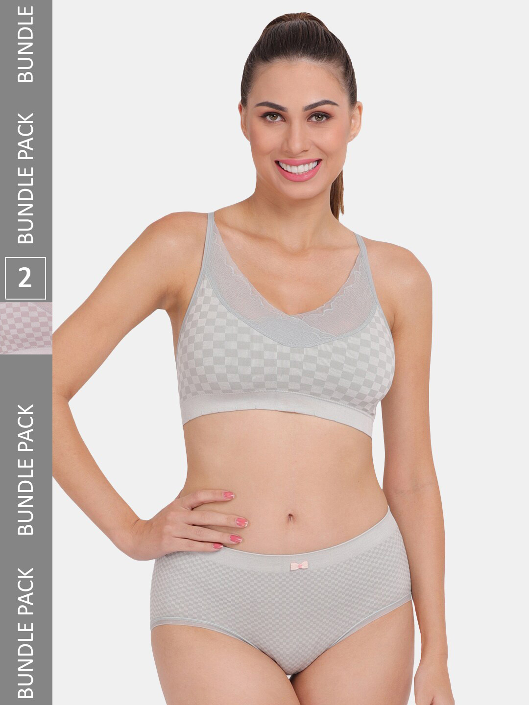 

Amour Secret Pack Of 2 Checked Sports Lingerie Set, Mauve