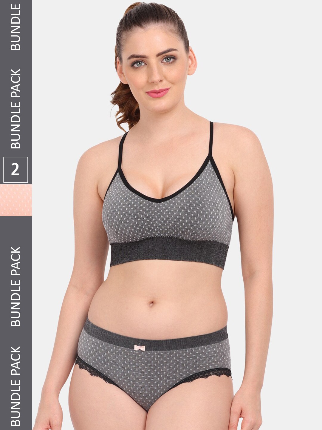 

Amour Secret Pack Of 2 Printed Sports Lingerie Set S3643_Blk_Pch, Black