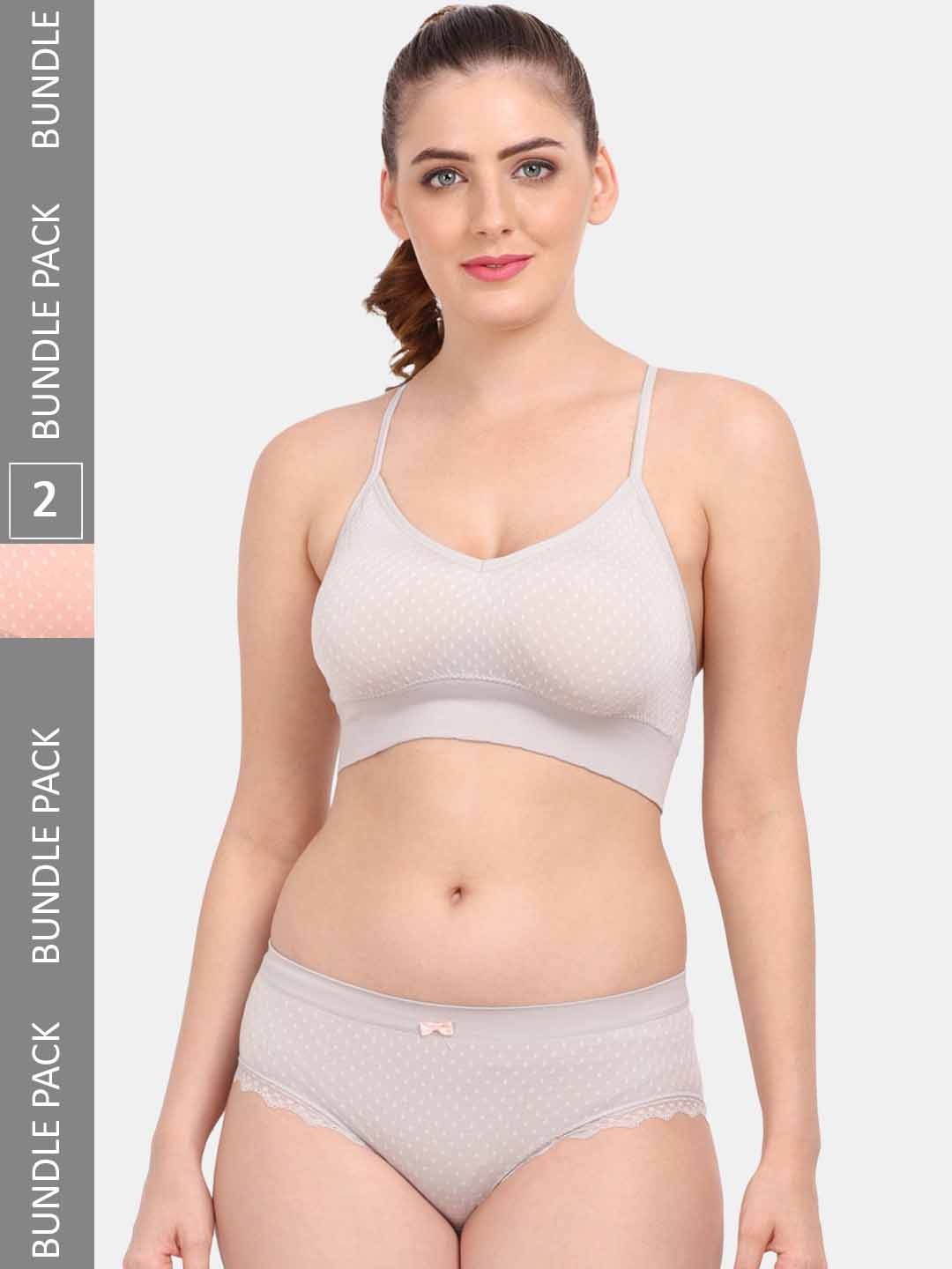 

Amour Secret Pack Of 2 Lightly Padded Printed Lingerie Set S3643_Lgry_Pch, Grey