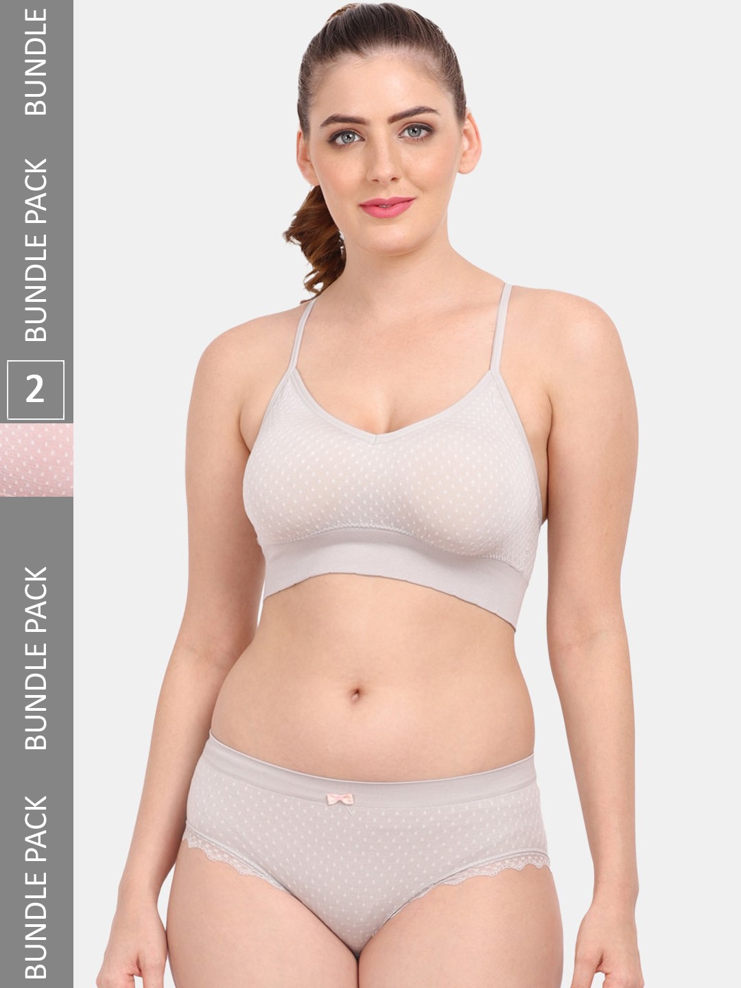 

Amour Secret Pack Of 2 Printed Sports Lightly Padded Lingerie, Grey