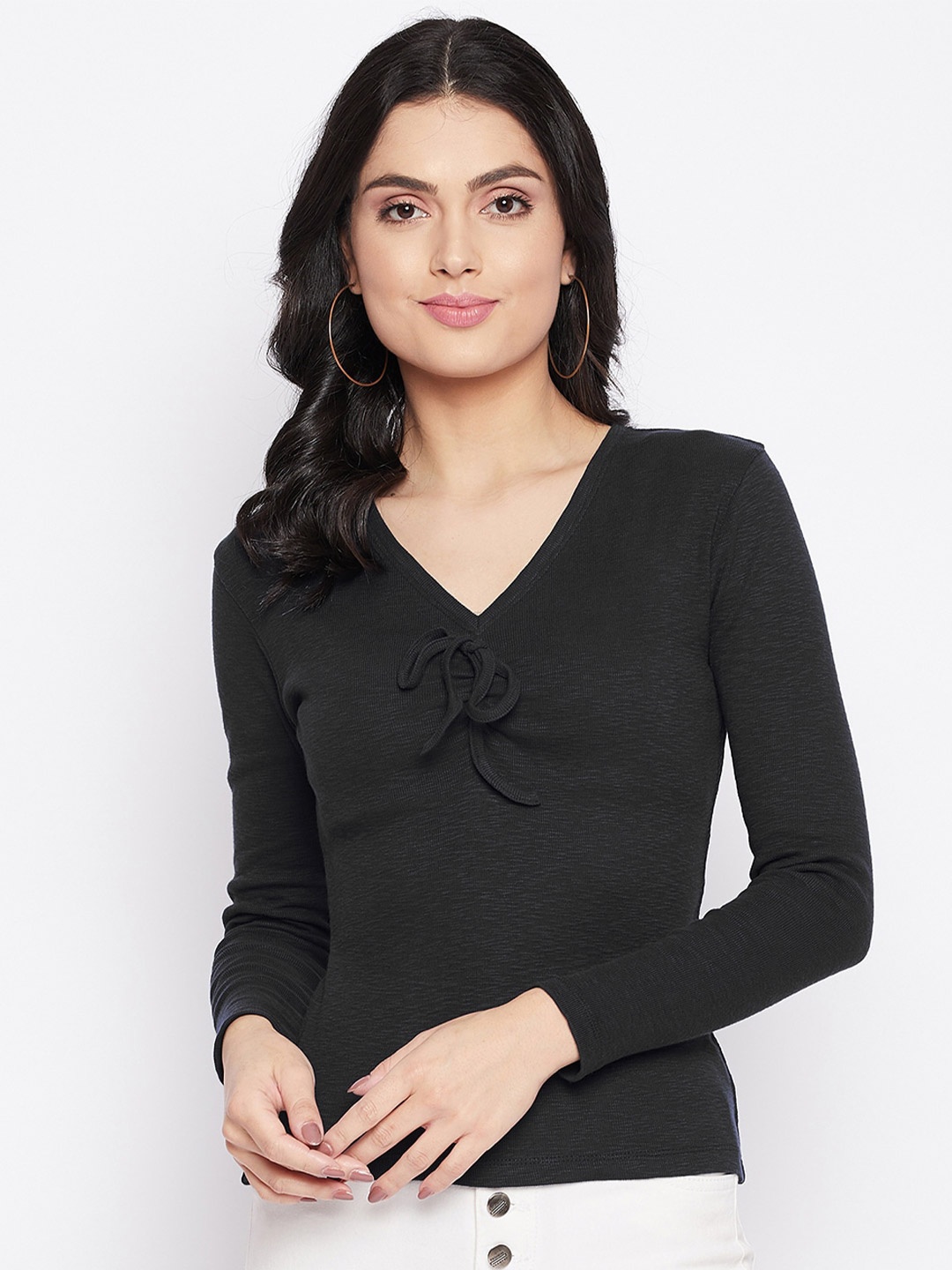 

HARBOR N BAY Tie-Up Fitted Top, Black