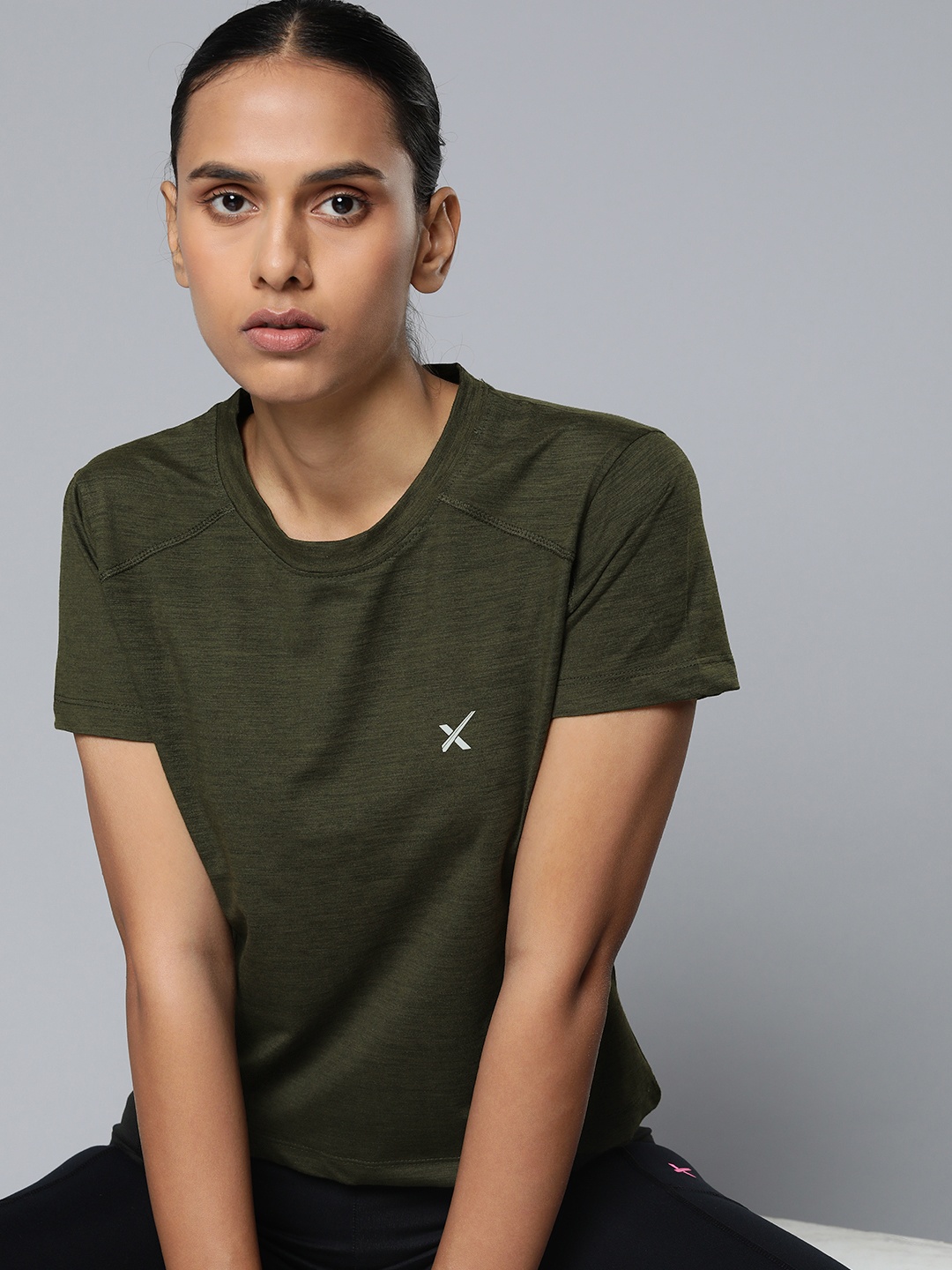 

HRX by Hrithik Roshan Regular Fit Running T-shirt, Olive