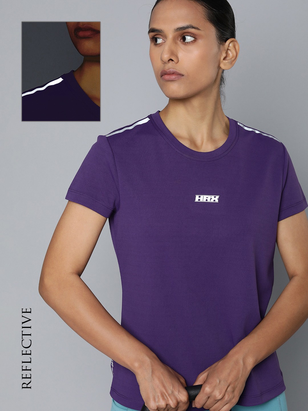 

HRX by Hrithik Roshan Brand Logo Printed Running T-shirt, Lavender