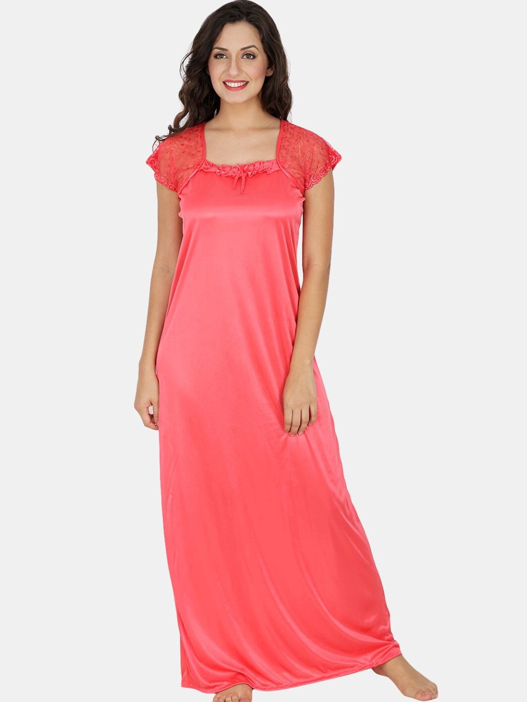 

Klamotten Satin Maxi Nightdress, Peach