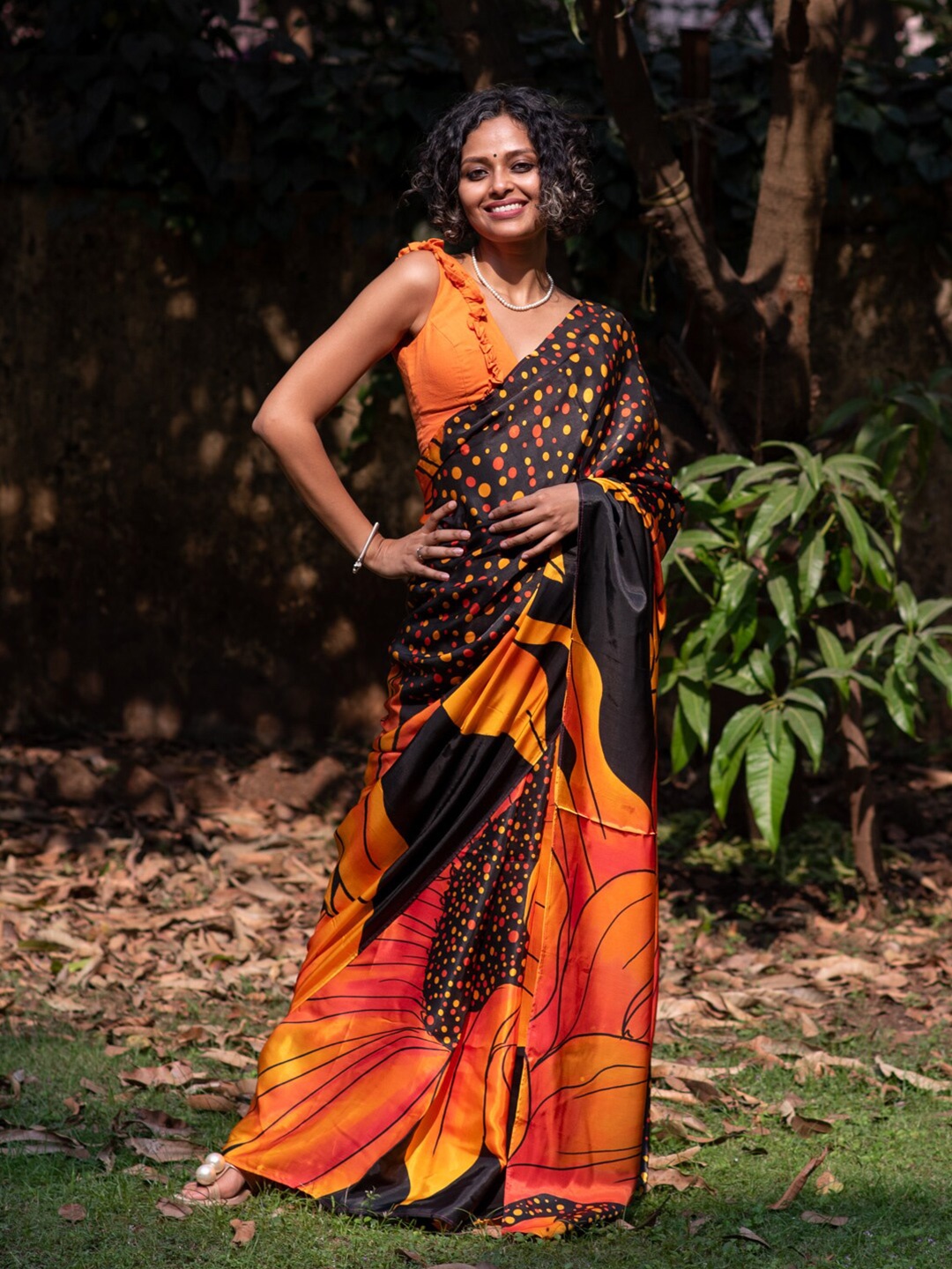 

Suta Printed Liva Saree, Black