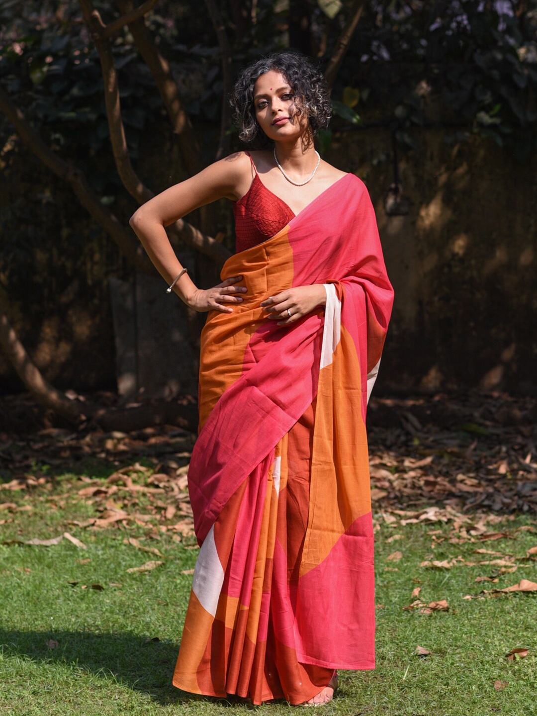 

Suta Colourblocked Pure Cotton Saree, Pink