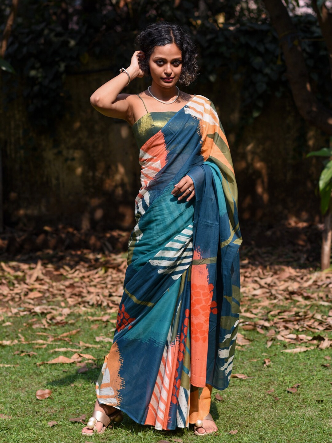 

Suta Printed Pure Cotton Saree, Blue