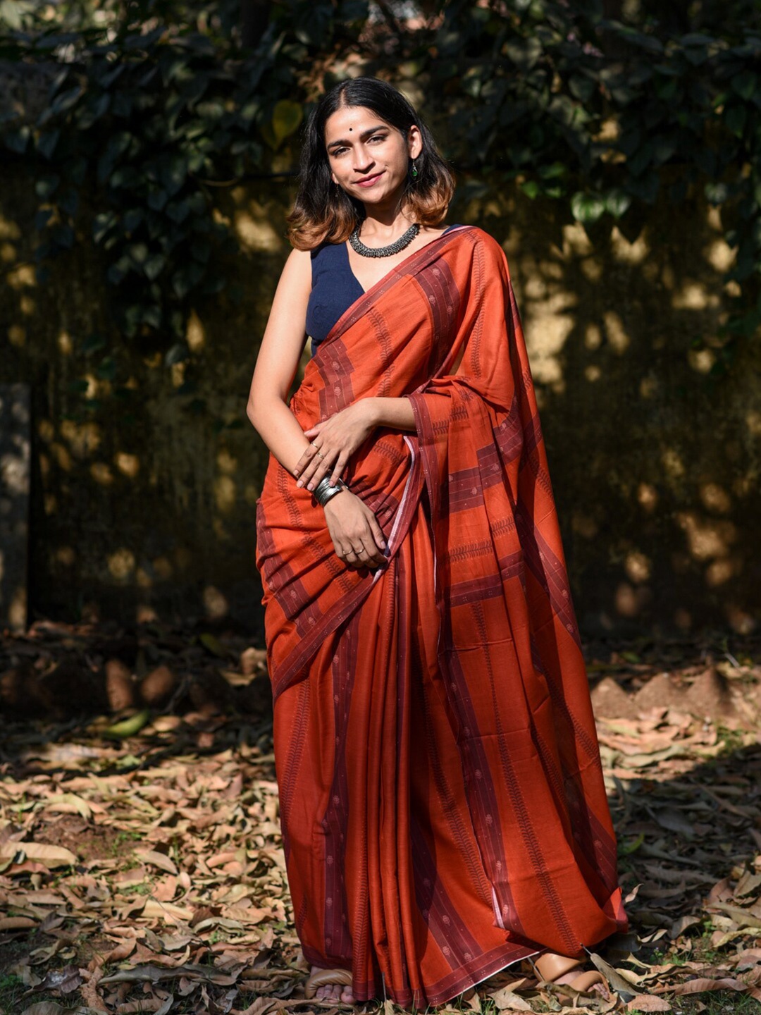 

Suta Striped Pure Cotton Saree, Maroon