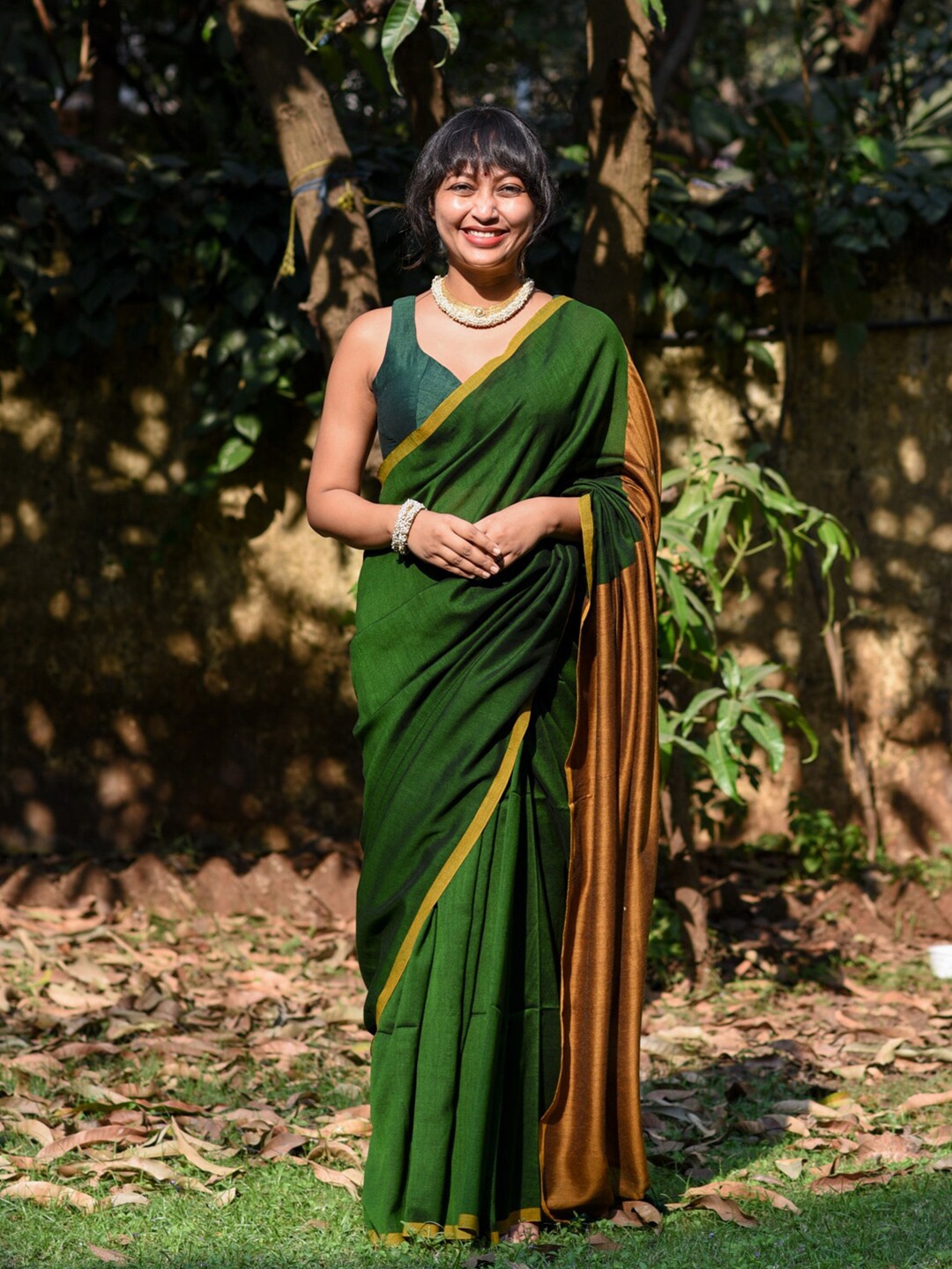 

Suta Cotton Blend Zari Saree, Olive