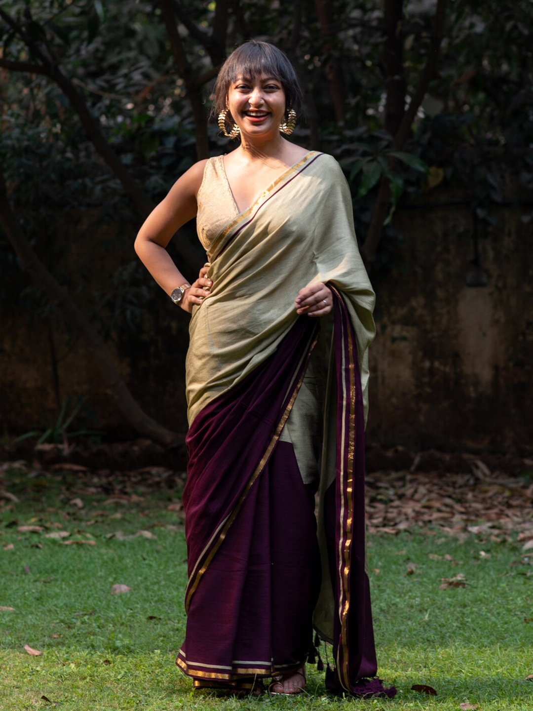 

Suta Colourblocked Zari Saree, Grey
