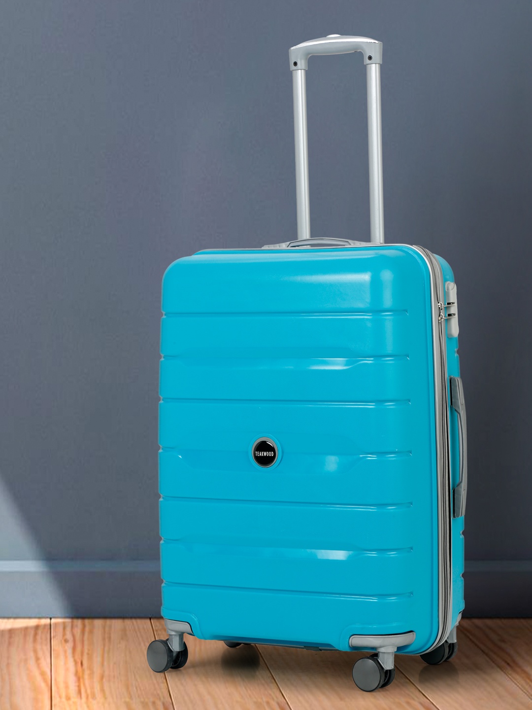 

Teakwood Leathers Textured Hard-Sided Medium Trolley Suitcase 65 CM, Turquoise blue