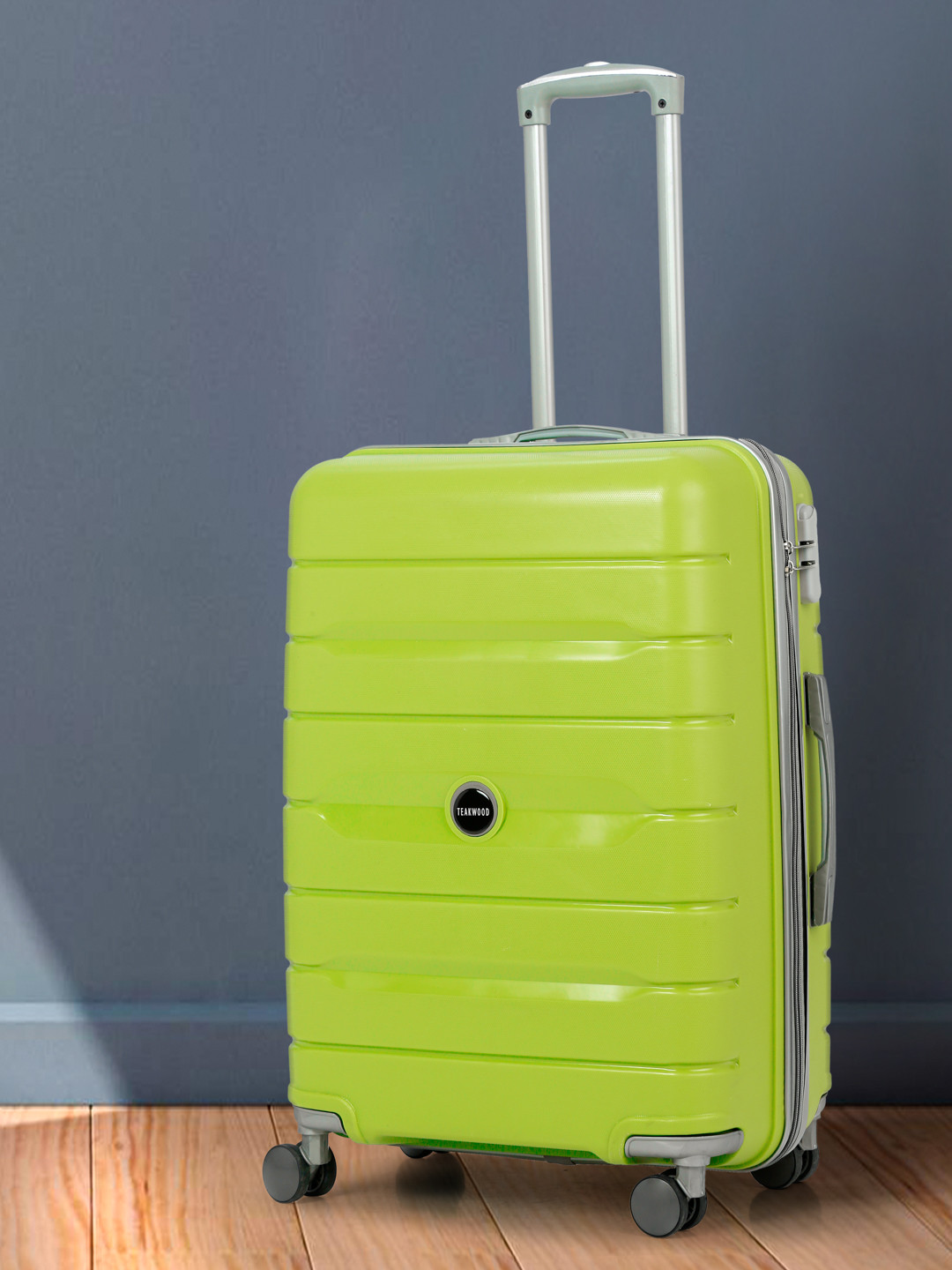 

Teakwood Leathers Textured Hard Medium Trolley Suitcase 65 CM, Lime green