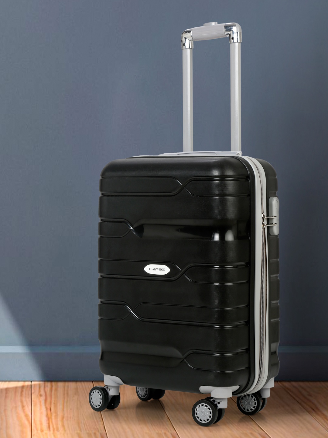 

Teakwood Leathers Textured 360 Degree Rotation Hard Medium-Sized Trolley Bag -65 CM, Black
