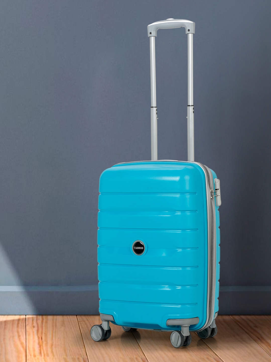 

Teakwood Leathers Textured Hard Cabin Trolley Suitcase 55 CM, Turquoise blue