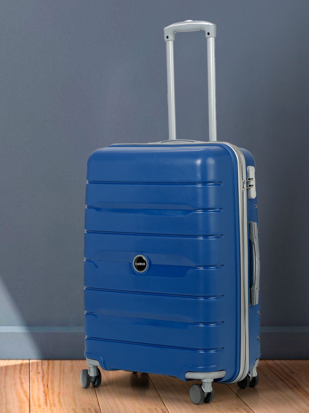 

Teakwood Leathers Textured Hard Medium Trolley Suitcase 65 CM, Blue