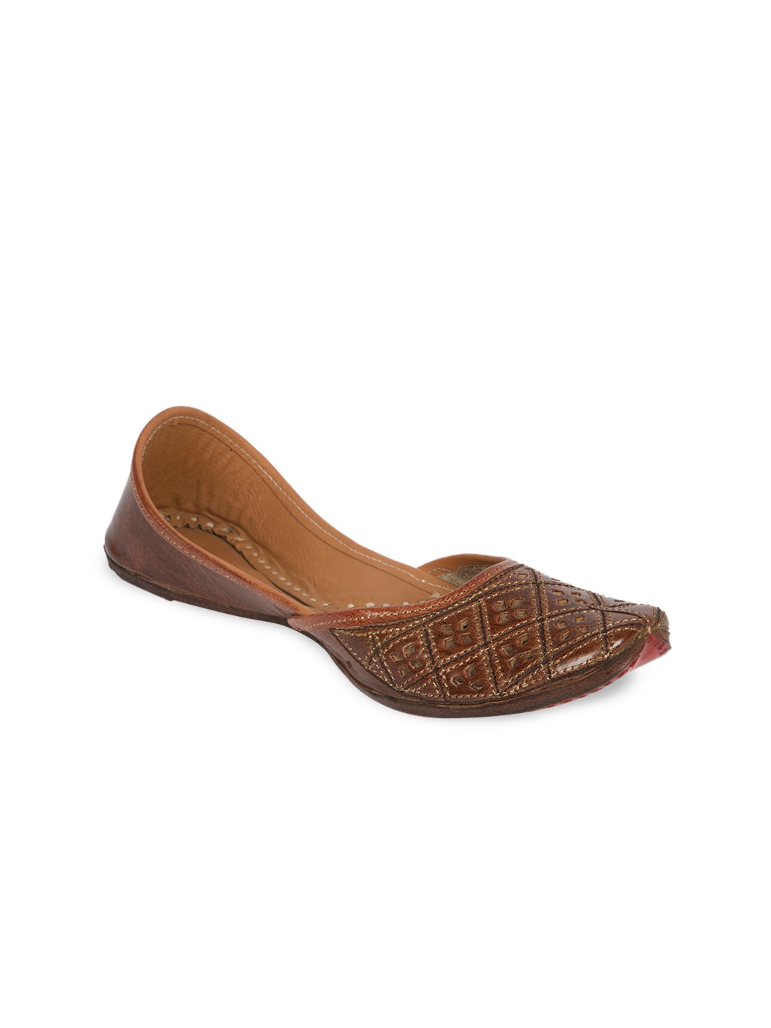 

Ta Chic Women Ethnic Embroidered Mojaris, Brown