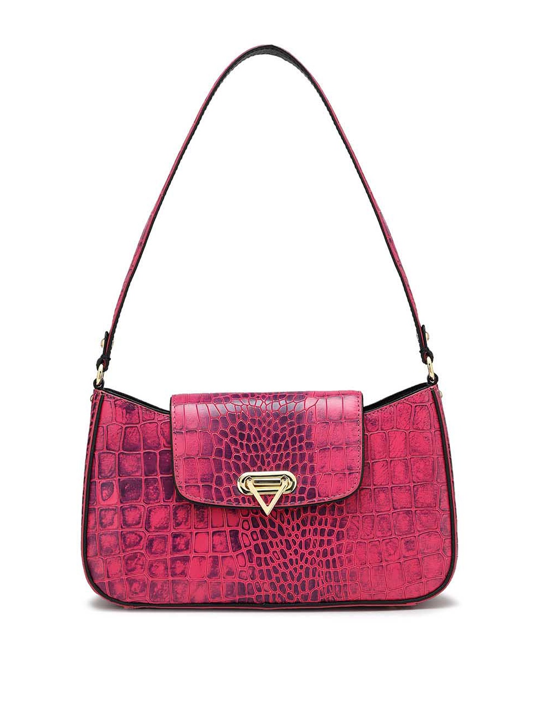 

Da Milano Textured Leather Structured Sling Bag, Pink