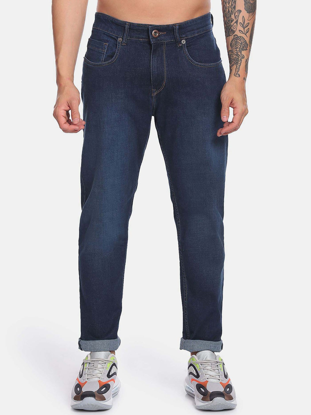 

Flying Machine Men Slim Fit Light Fade Stretchable Jeans, Blue