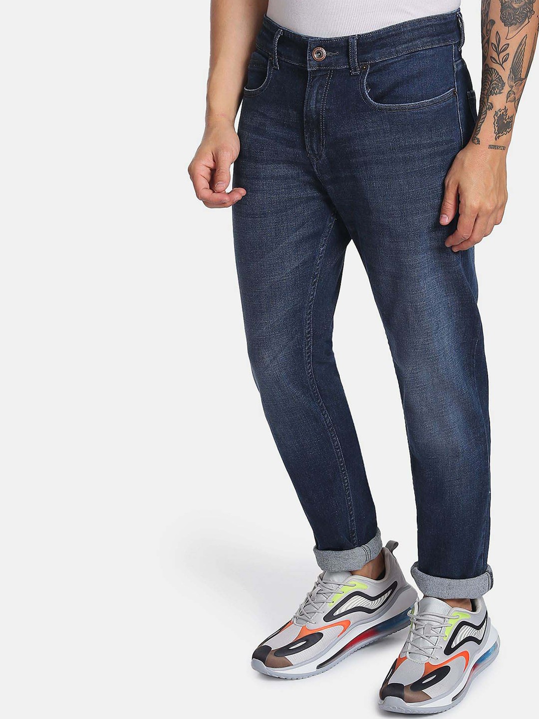 

Flying Machine Slash Slim Tapered Whiskered Jeans, Blue