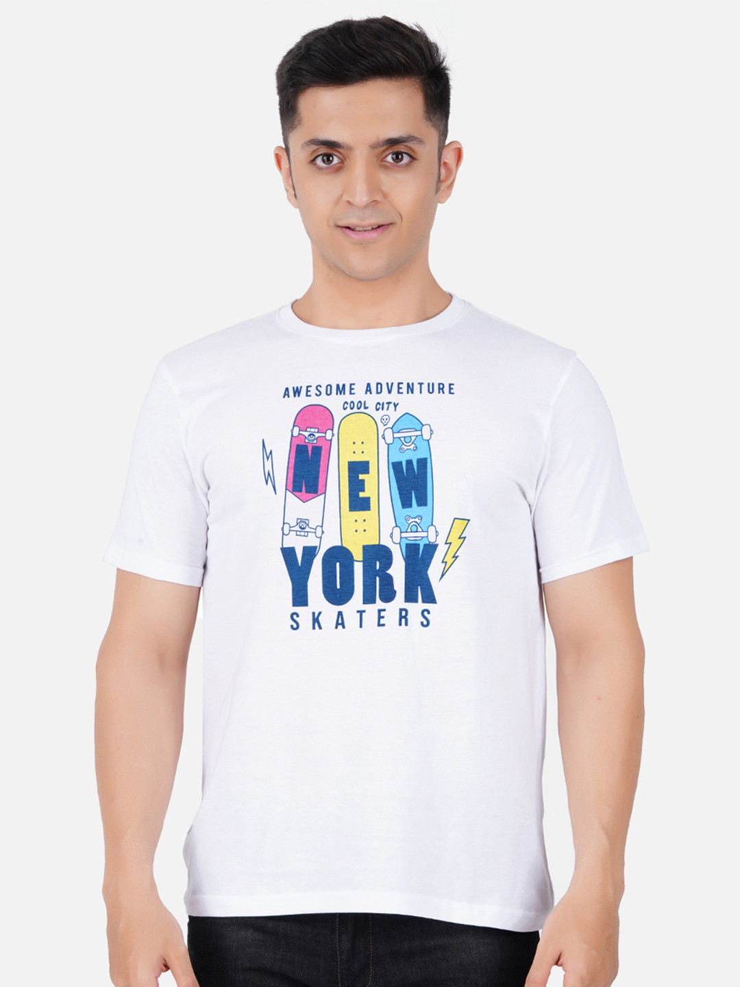 

Vibrant Vesture Men Typography Printed Cotton T-shirt, White