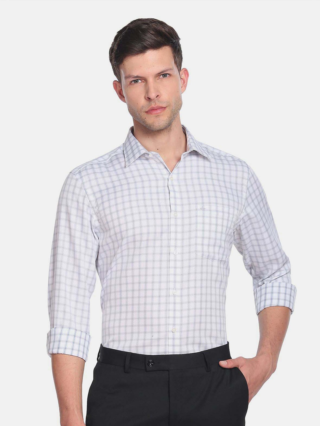 

Arrow Men Auto Press Checked Formal Shirt, Blue