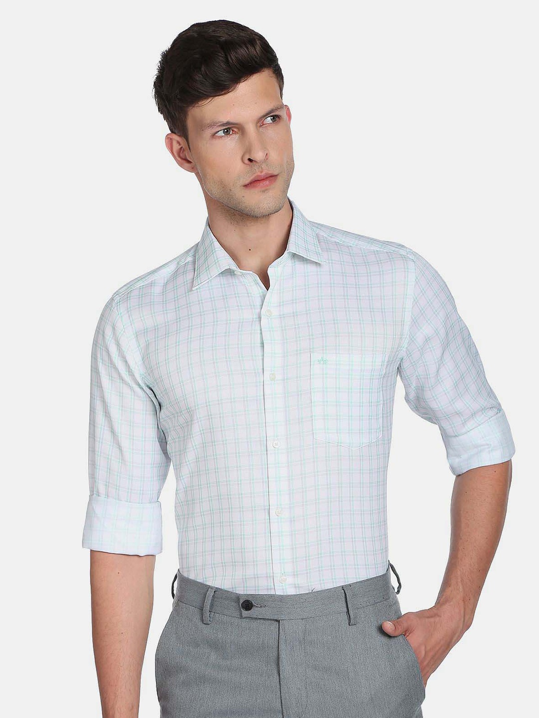 

Arrow Men Auto Press Dobby Formal Shirt, Green