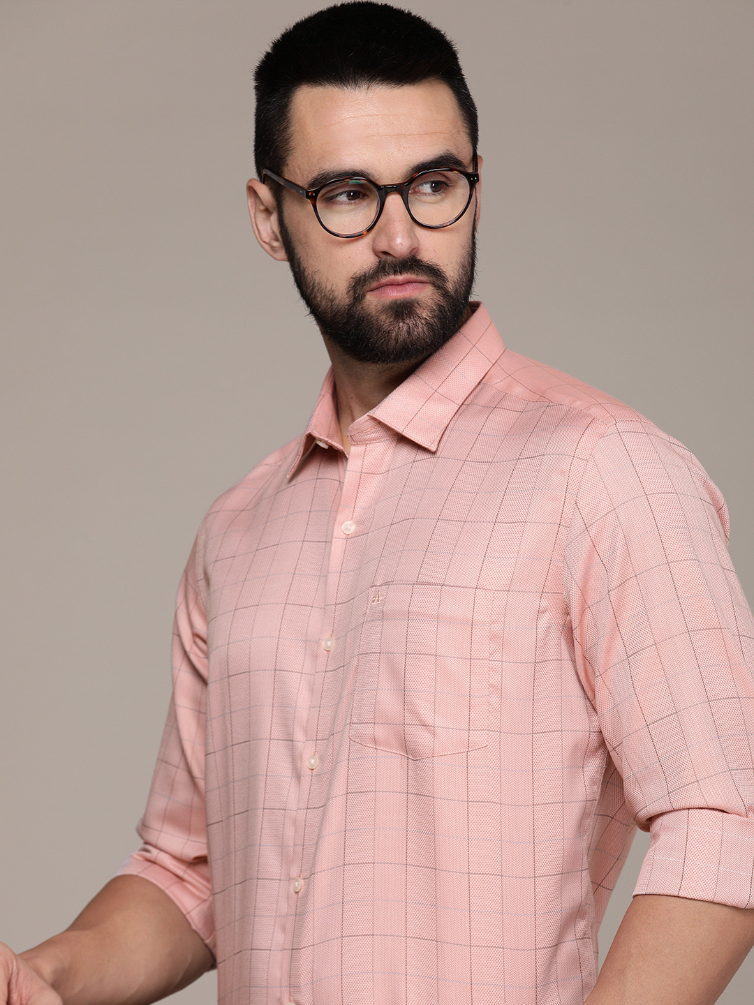 

Arrow Men Slim Fit Checked Pure Cotton Auto Press Dual Weave Formal Shirt, Orange