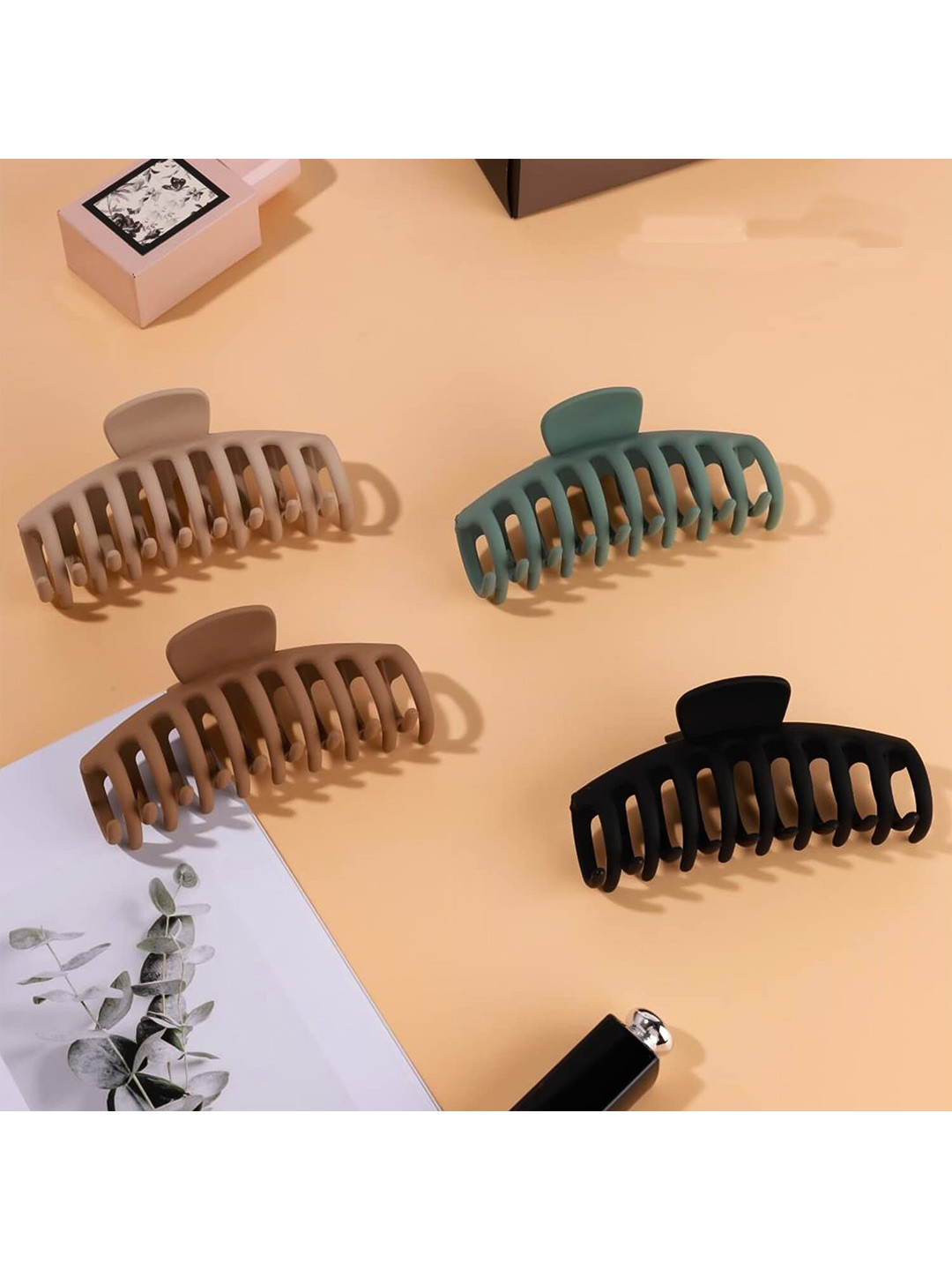 

VAGHBHATT Set of 4 Claw Clip, Brown