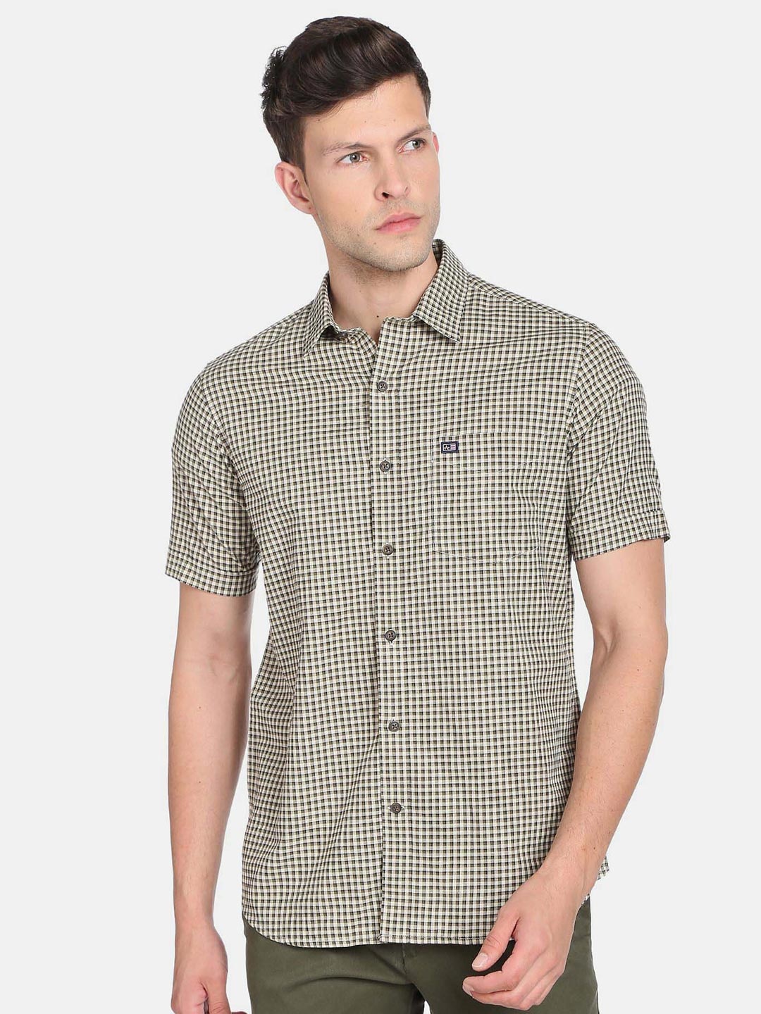 

Arrow Sport Men Micro Checks Checked Casual Pure Cotton Shirt, White