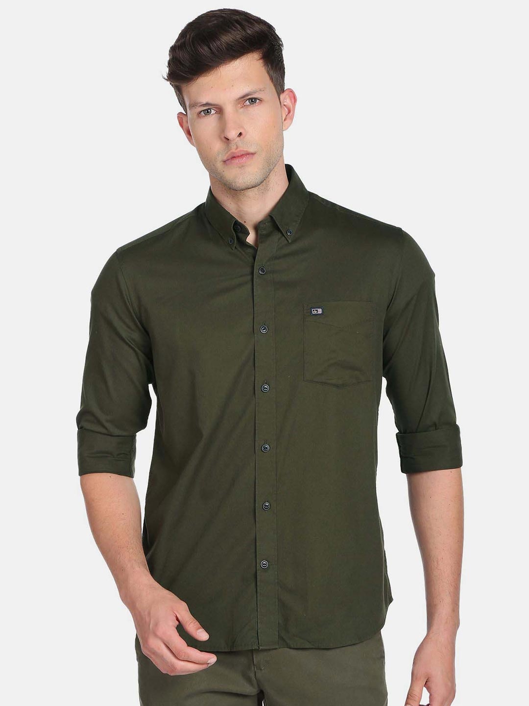 

Arrow Sport Men Slim Fit Button Down Collar Pure Cotton Casual Shirt, Green