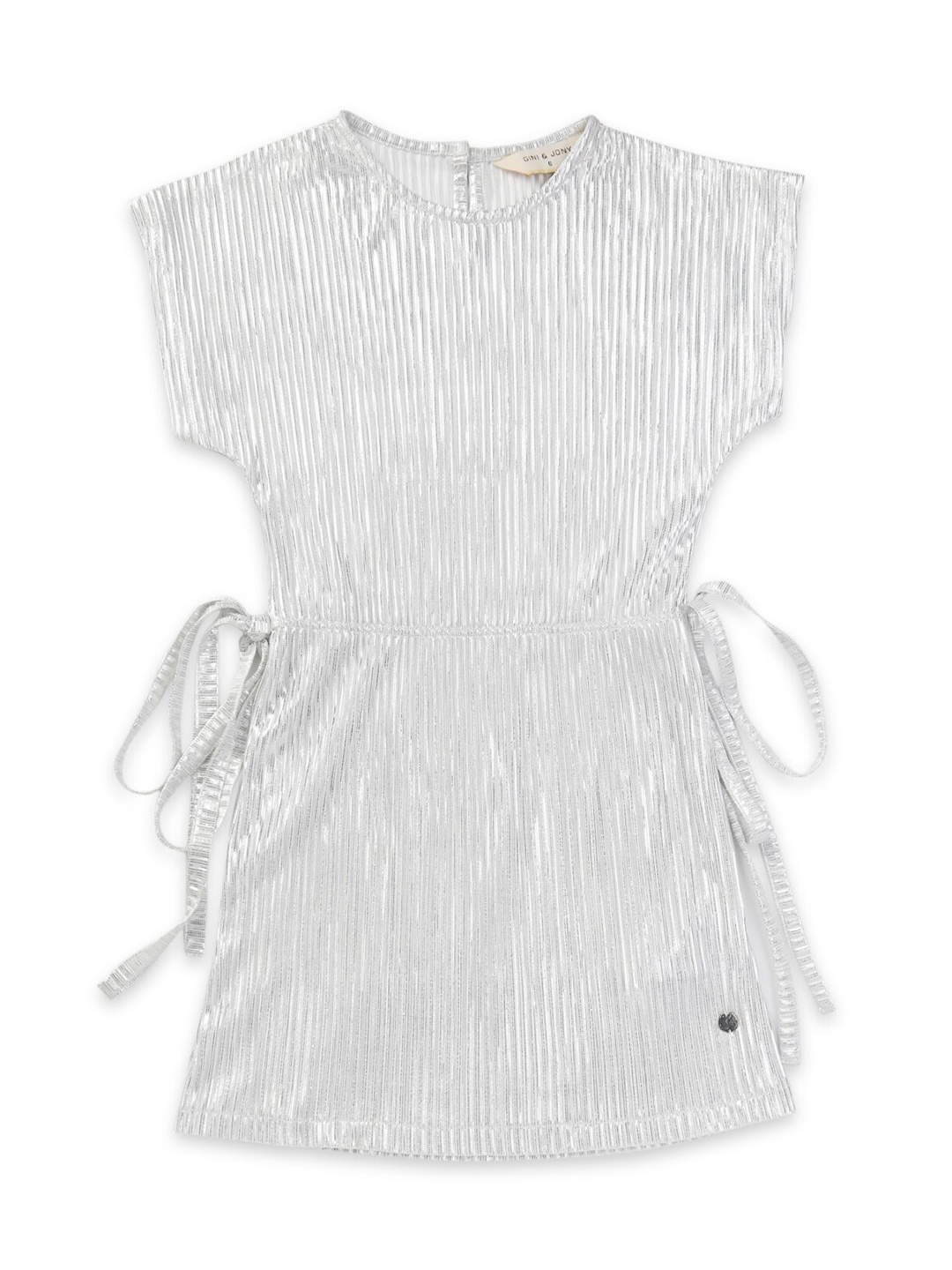 

Gini and Jony Striped Round Neck Peplum Cotton Dress, Grey