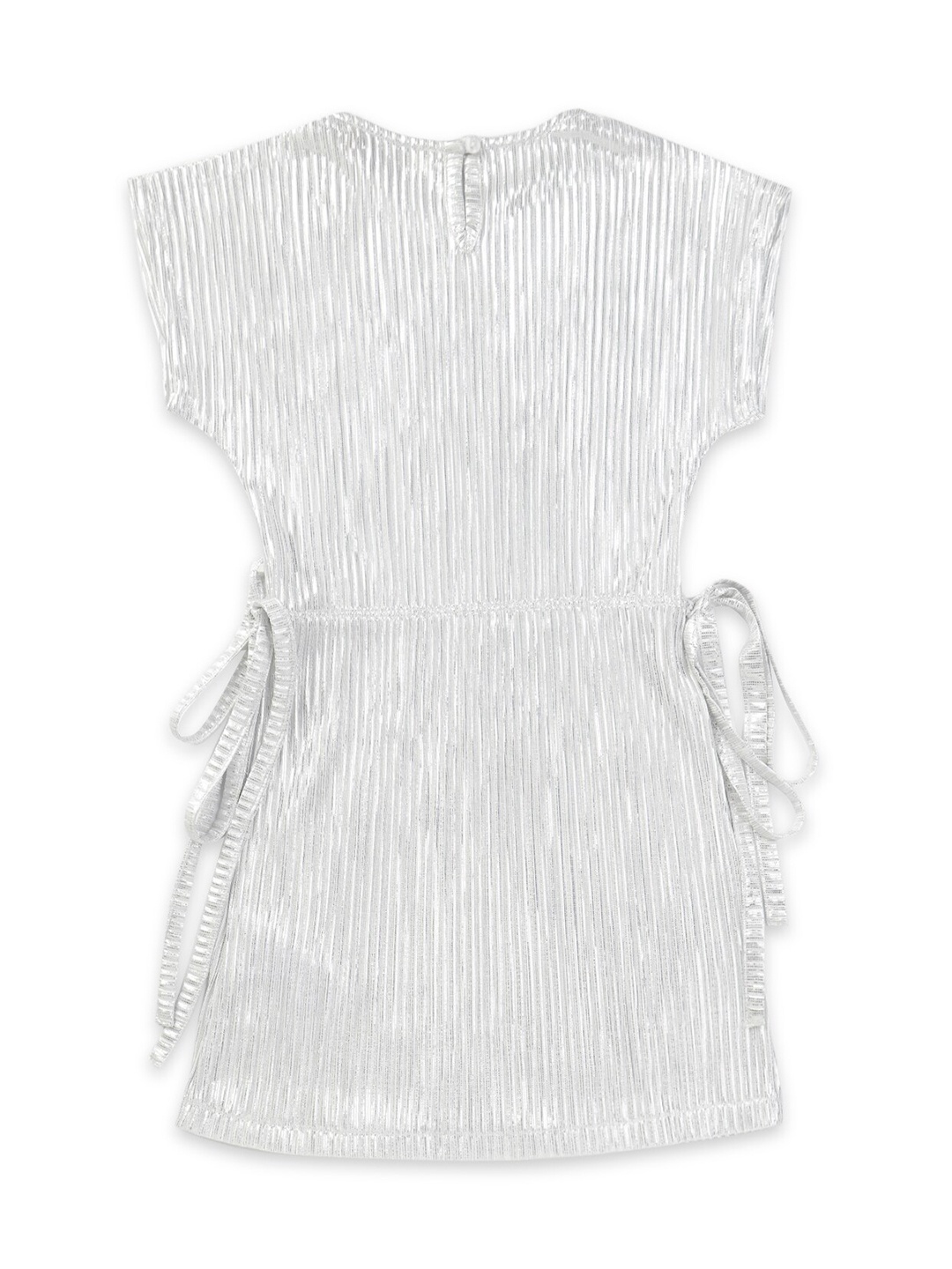

Gini and Jony Girls Tie-Up Detailed Self Design Extended Sleeves Sheath Dress, Grey