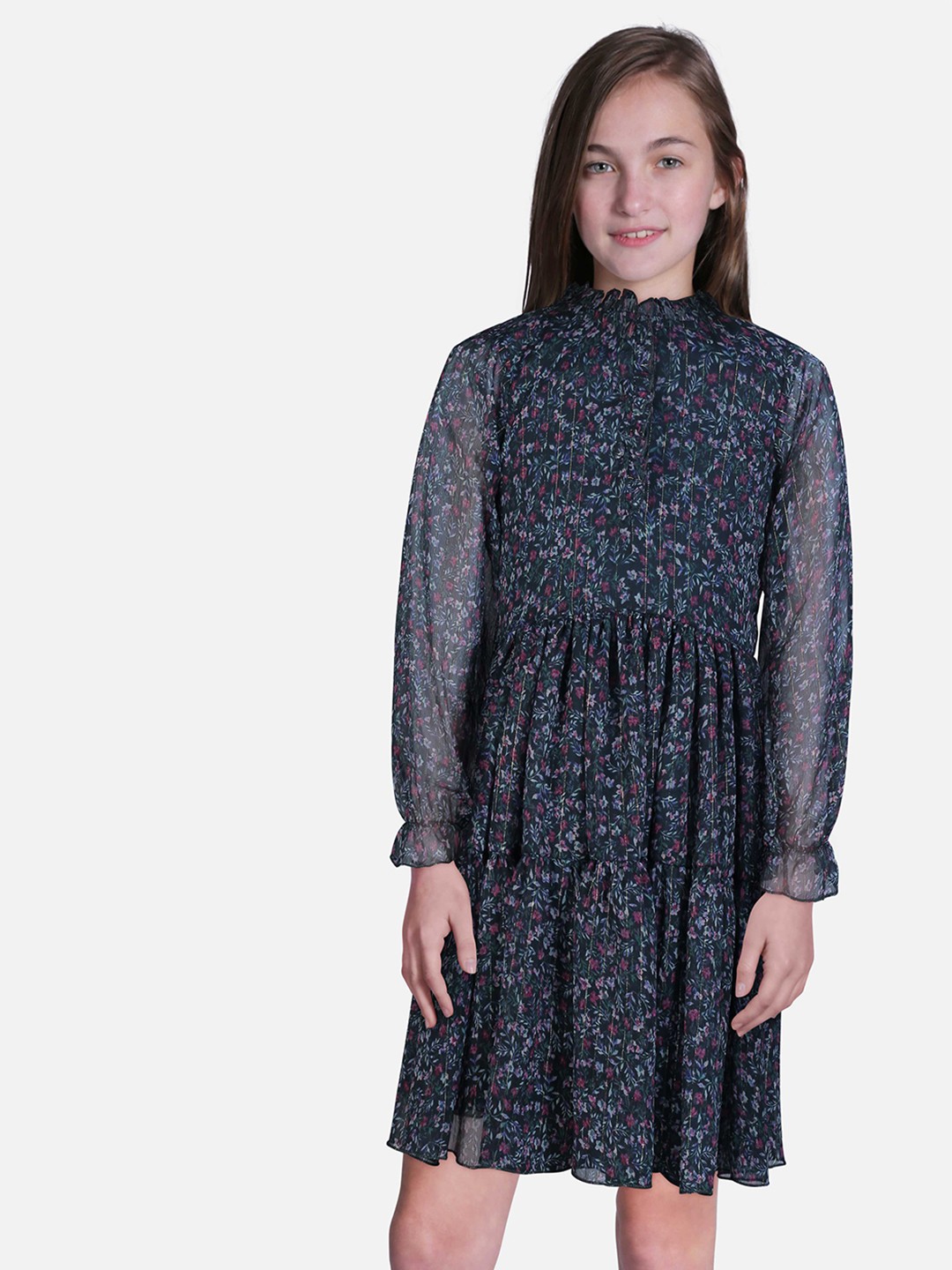 

Gini and Jony Floral Printed Fit & Flare Dress, Green