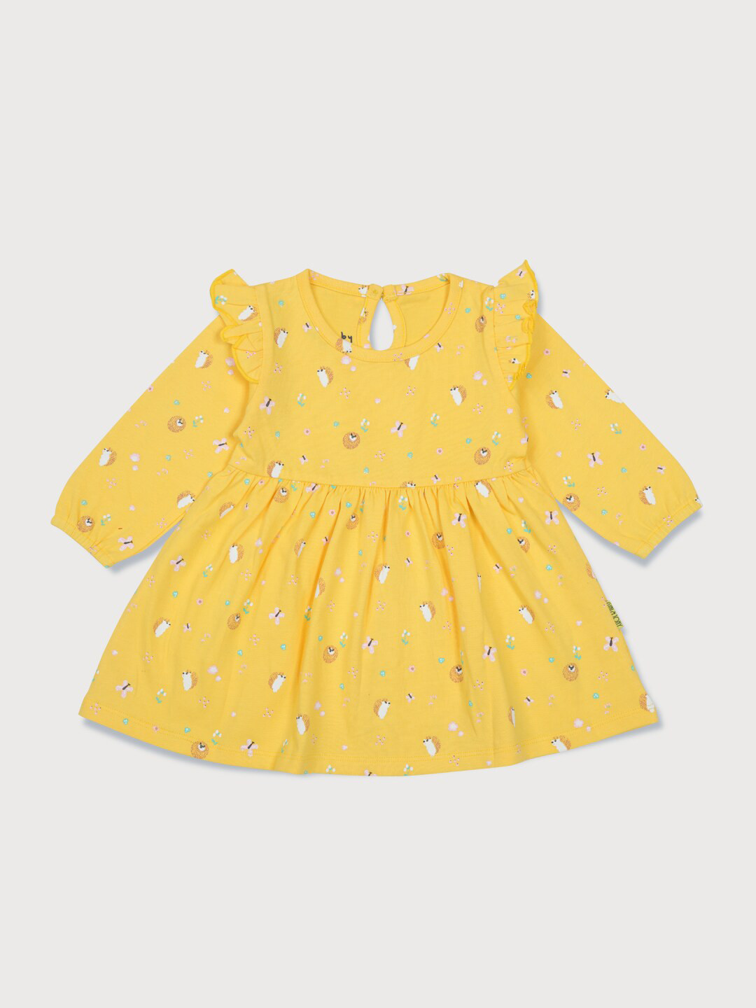 

Gini and Jony Girls Conversational Printed Ruffled Cotton Fit & Flare Dress, Yellow