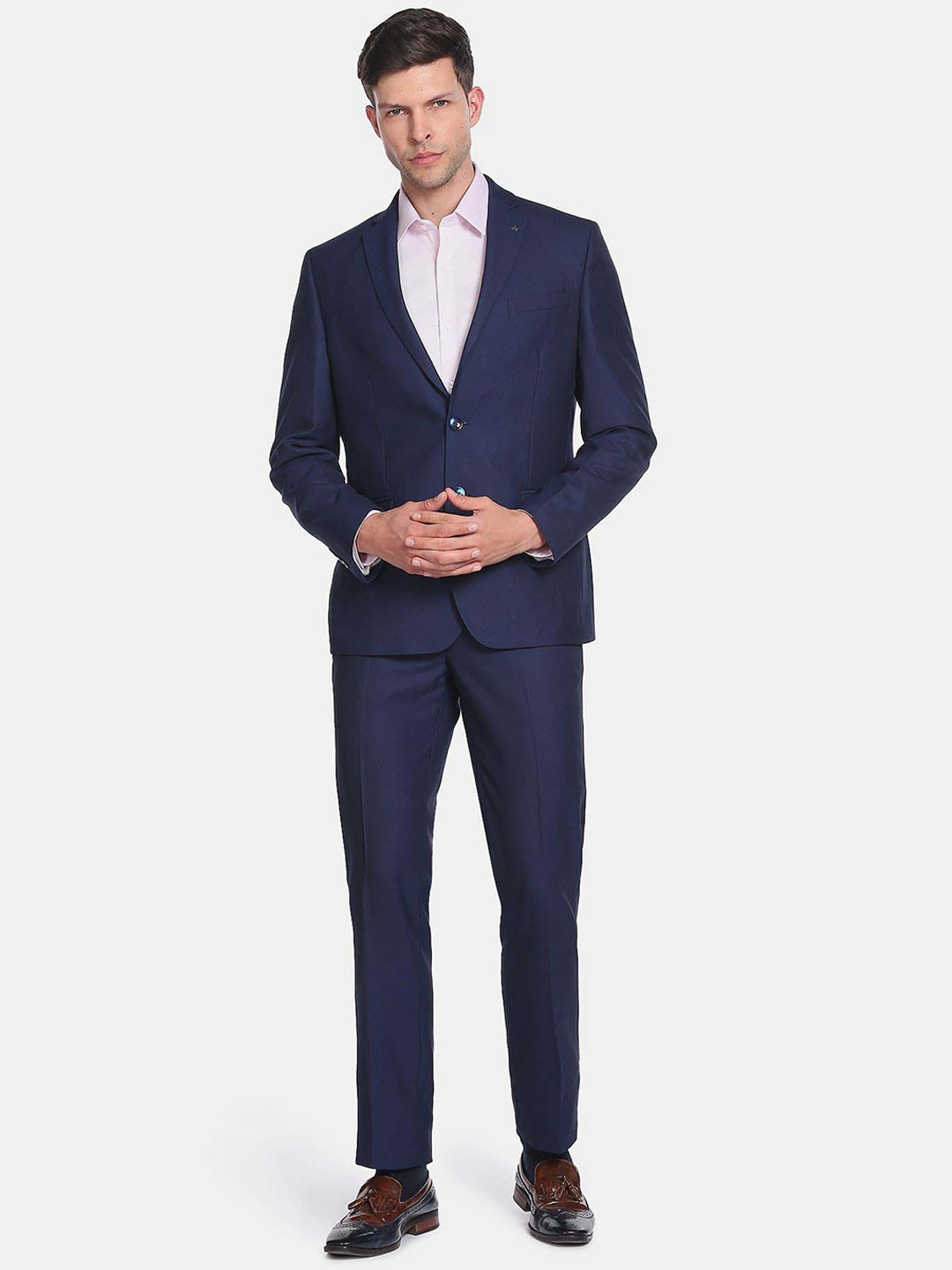 

Arrow Men Self Design Single-Breasted Formal Suit, Blue