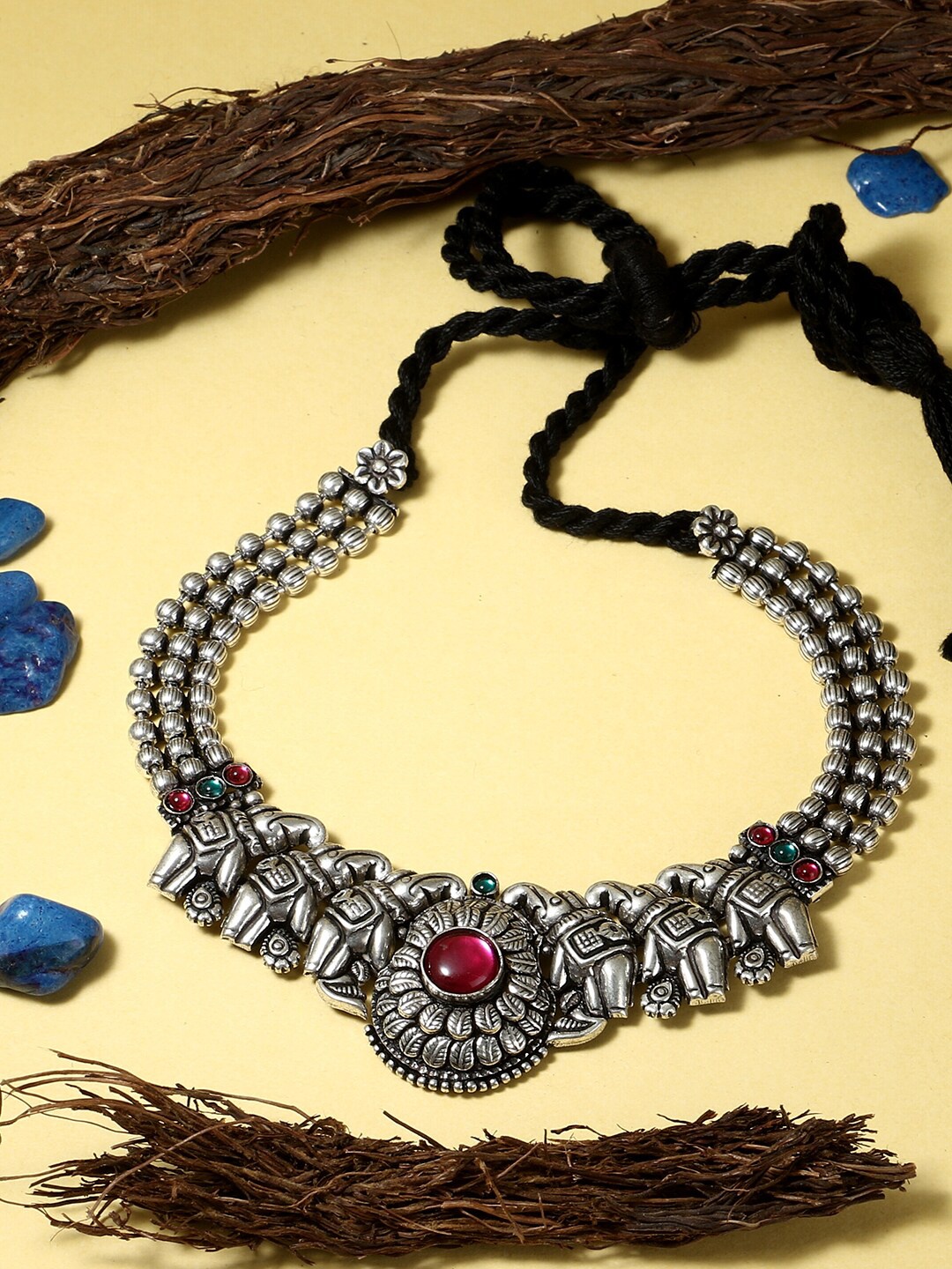 

Adwitiya Collection Brass Silver-Plated Necklace