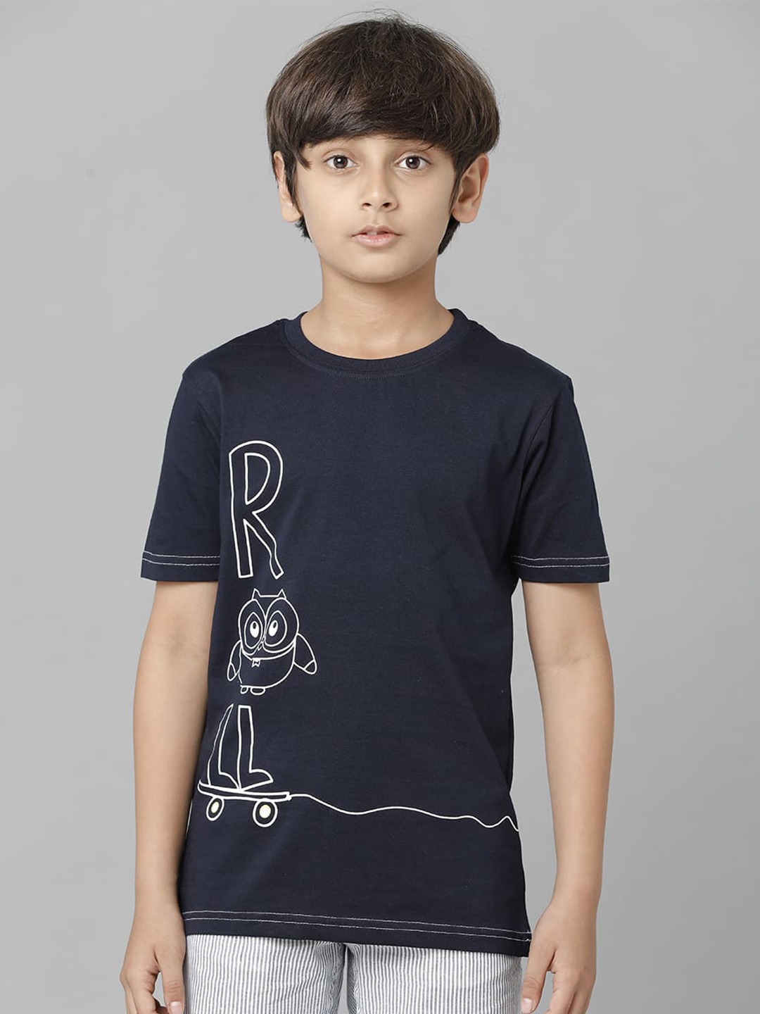 

UNDER FOURTEEN ONLY Boys Typography Printed T-shirt, Navy blue